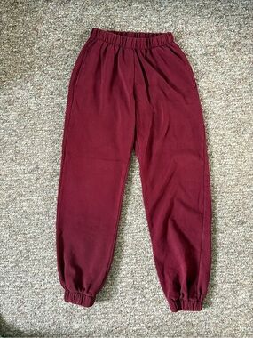 Brandy Melville Maroon Elastic Waist Jogger Pants